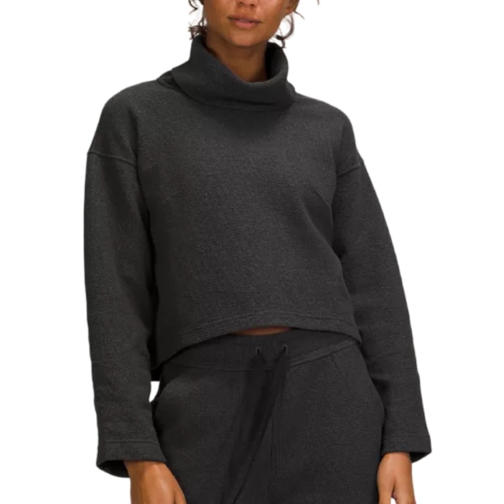 Lululemon ribbed funnel neck pullover hoodie size medium cropped oversized